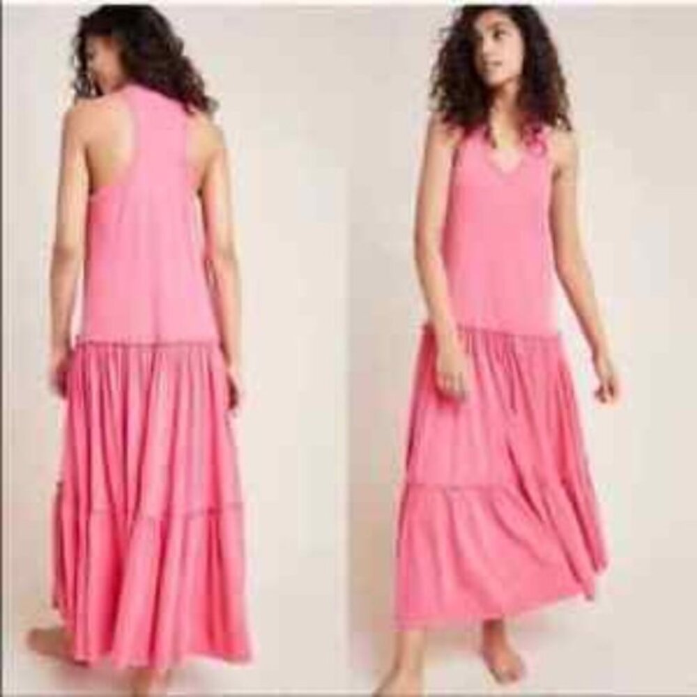 Anthropologie Sundry Tiered Sleeveless Maxi Dress Women 3 L $148 RacerbackRuffle